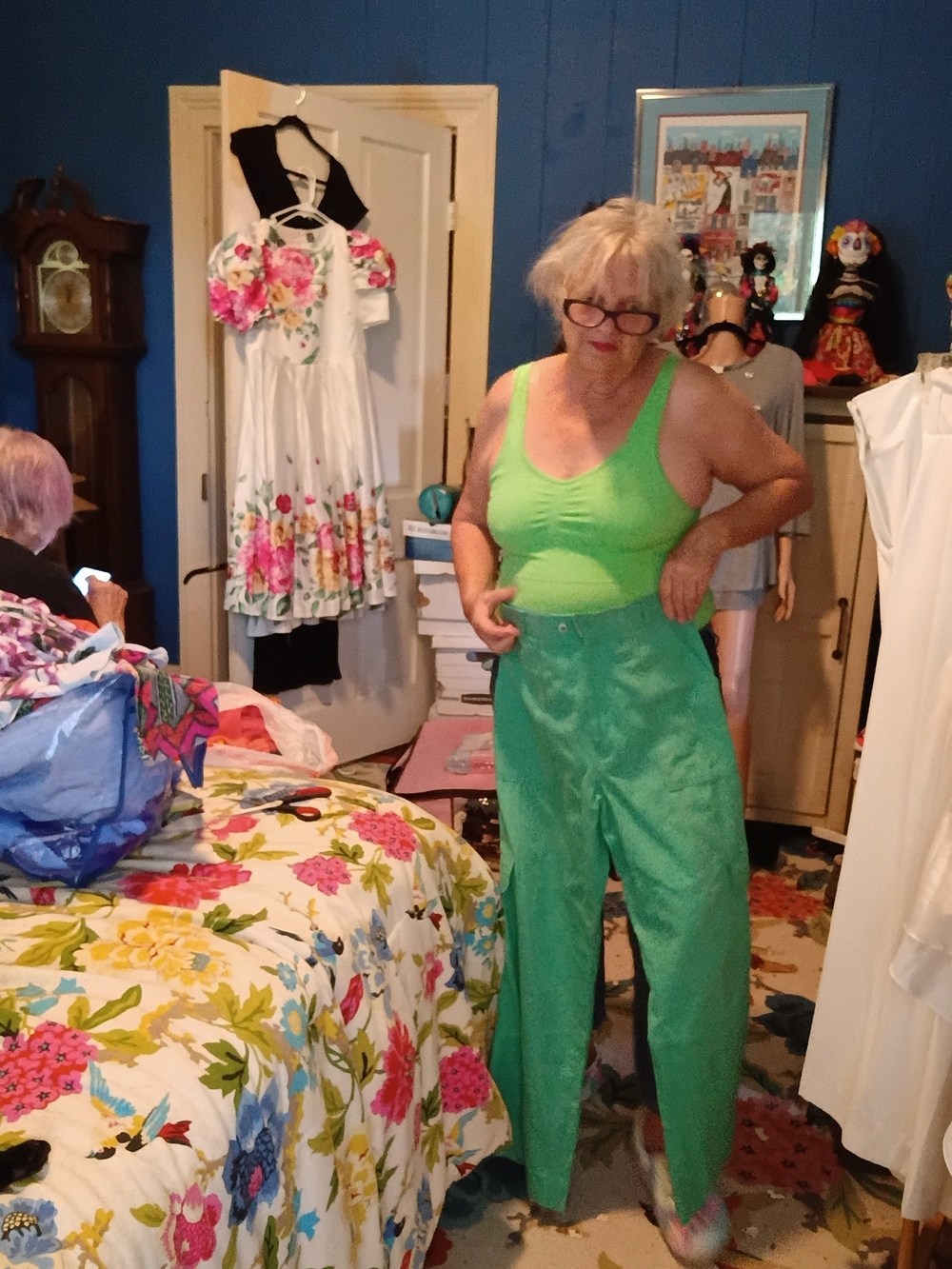High-Waist Wide Leg Pants in Vibrant Green